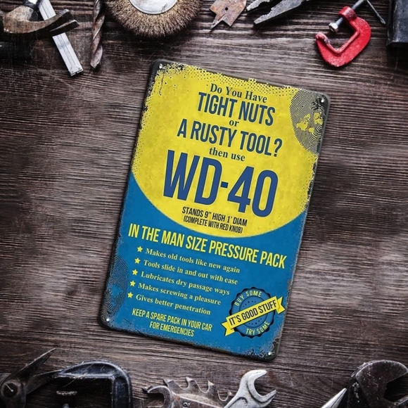 Rustic WD-40 Metal Tin Sign 8x12 - Picture 1 of 4